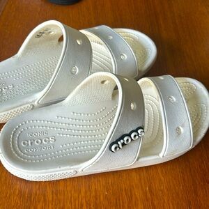 Crocs. Well loved sandal. White